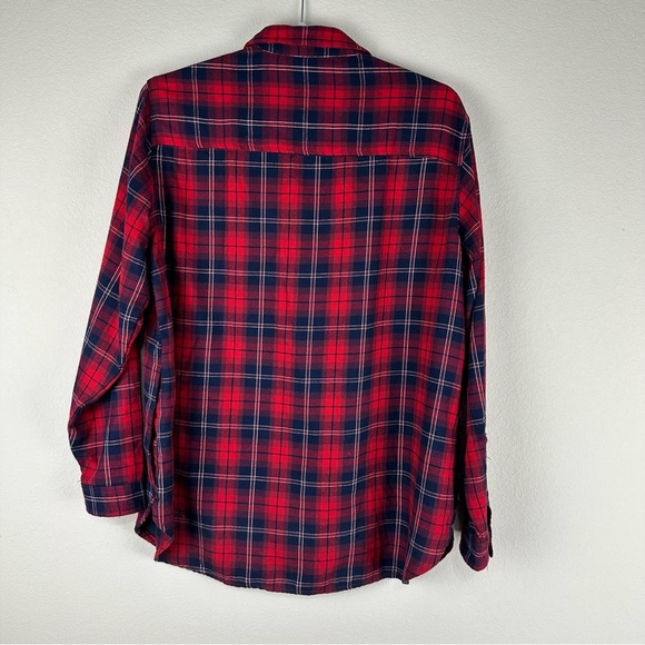 Jachs Girlfriend Red Blue Plaid Flannel Button Front Shacket Shirt Size Large - Picture 2 of 4